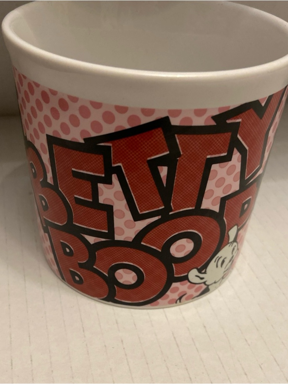 Betty Boop With Dog Logo Polka Dot Coffee Cup 12Oz Size Pink And Red 2006. - Picture 2 of 6